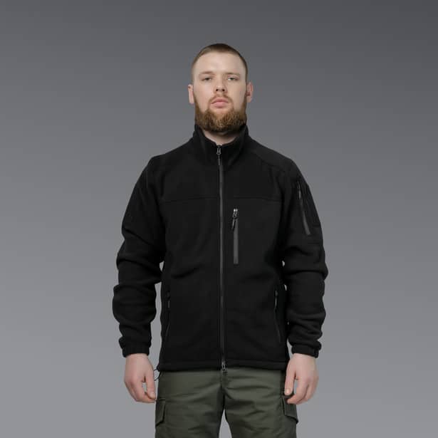 7 - Флісова тактична кофта на блискавці. Чорна. Polyester. Розмір XL