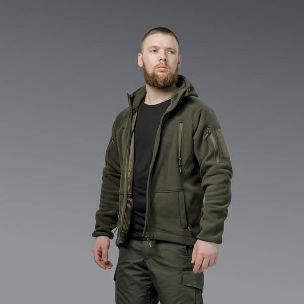 5 - Флісова тактична кофта з капюшоном. Олива. Polyester. Розмір S