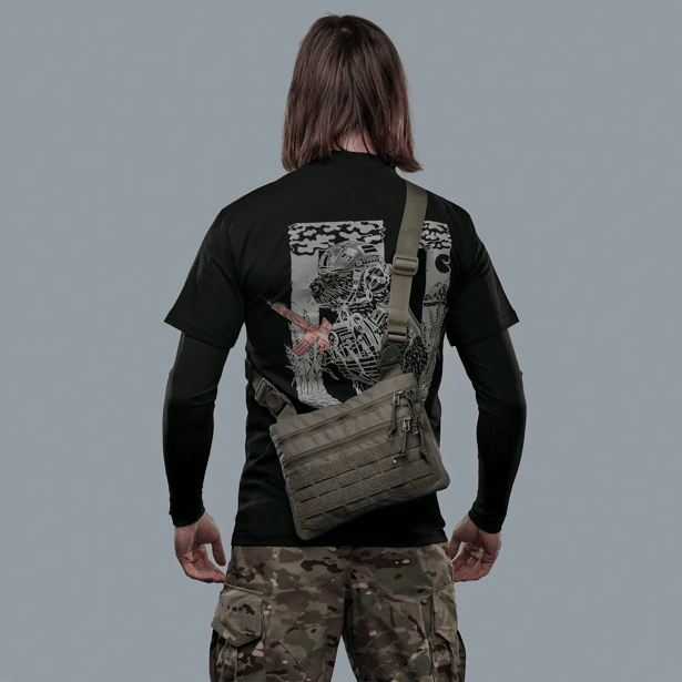 2 - Плечова однолямкова сумка. Збільшена. Cordura 1000D Олива