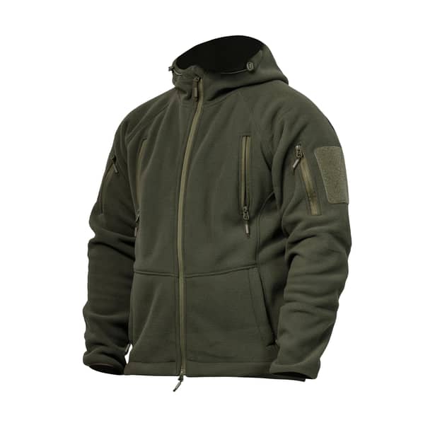 1 - Флісова тактична кофта з капюшоном. Олива. Polyester. Розмір S