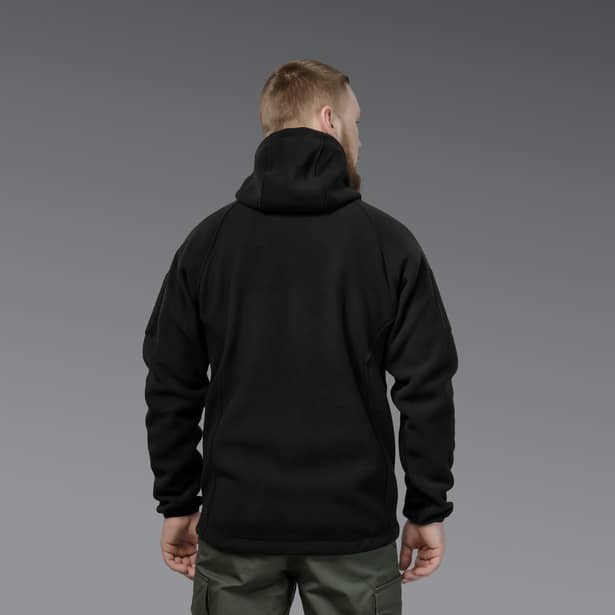 3 - Флісова тактична кофта з капюшоном. Чорна. Polyester. Розмір S