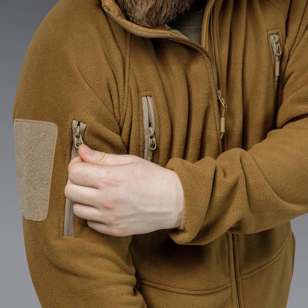 15 - Флісова тактична кофта з капюшоном. Койот. Polyester. Розмір L
