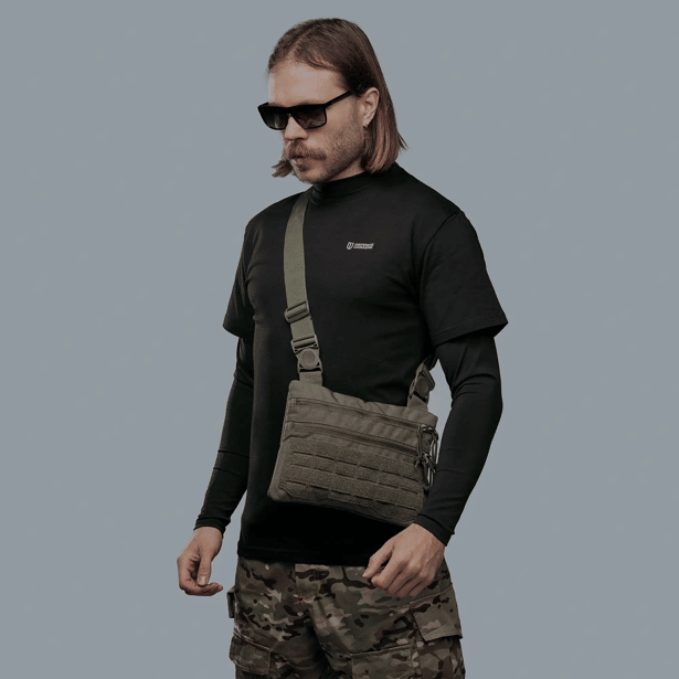 1 - Плечова однолямкова сумка. Збільшена. Cordura 1000D Олива