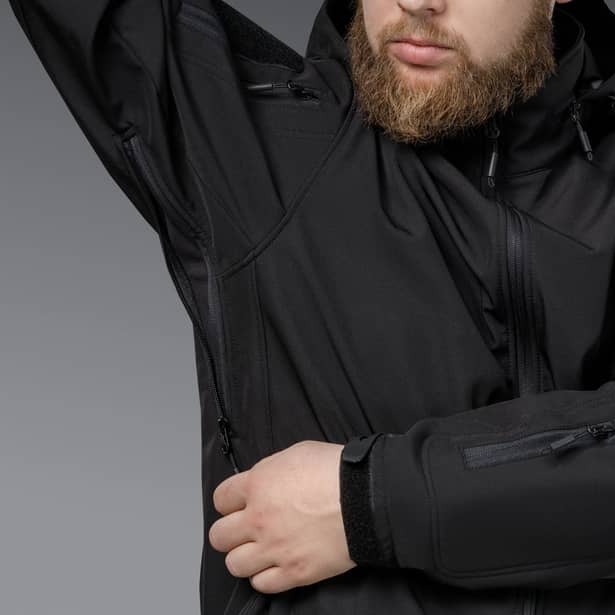 13 - Куртка тактична SoftShell APEX Flex. Осінь-Весна Чорний. Розмір XL