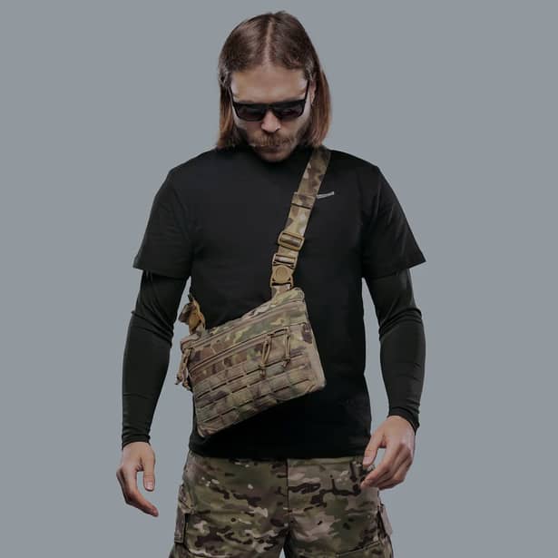 4 - Плечова однолямкова сумка. Збільшена. Cordura 1000D Мультикам