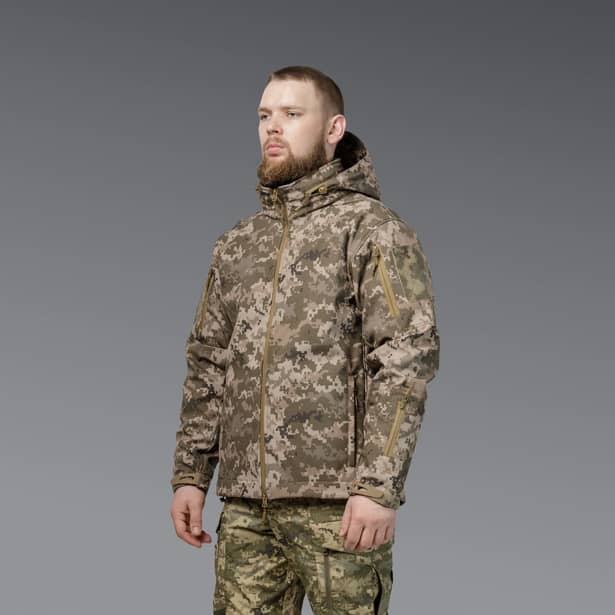 2 - Куртка тактична SoftShell APEX Flex. Осінь-Весна Піксель. Розмір XL