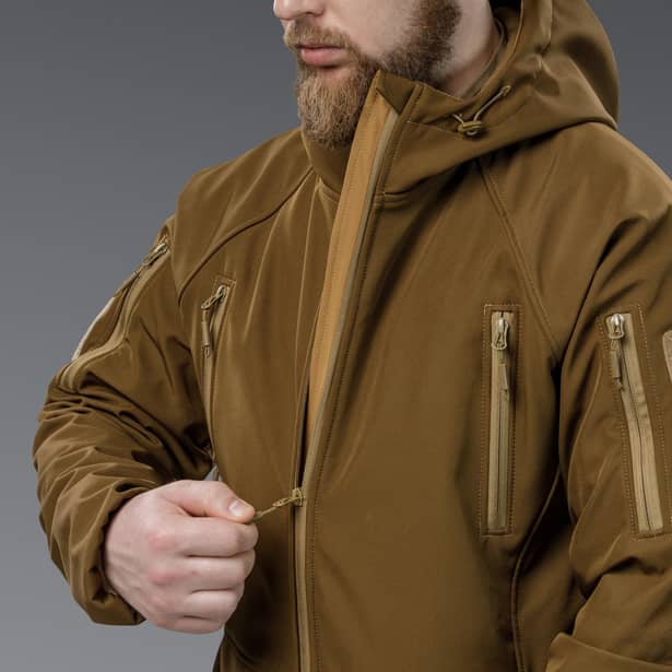 9 - Куртка тактическая SoftShell APEX Shield Storm. Осень-Весна Койот. Размер L