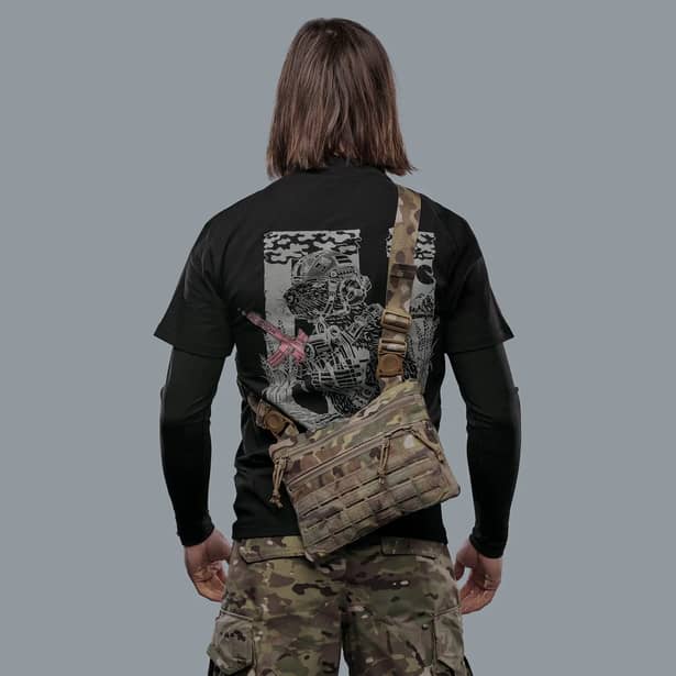 2 - Плечова однолямкова сумка. Збільшена. Cordura 1000D Мультикам