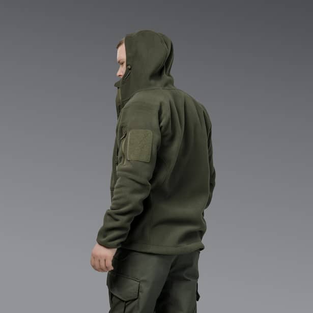 6 - Флісова тактична кофта з капюшоном. Олива. Polyester. Розмір S