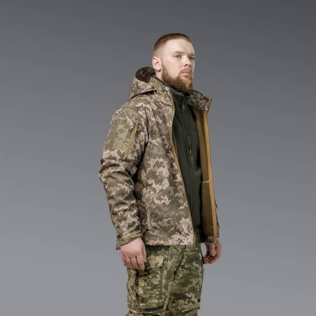 7 - Куртка тактична SoftShell APEX Flex. Осінь-Весна Піксель. Розмір XL