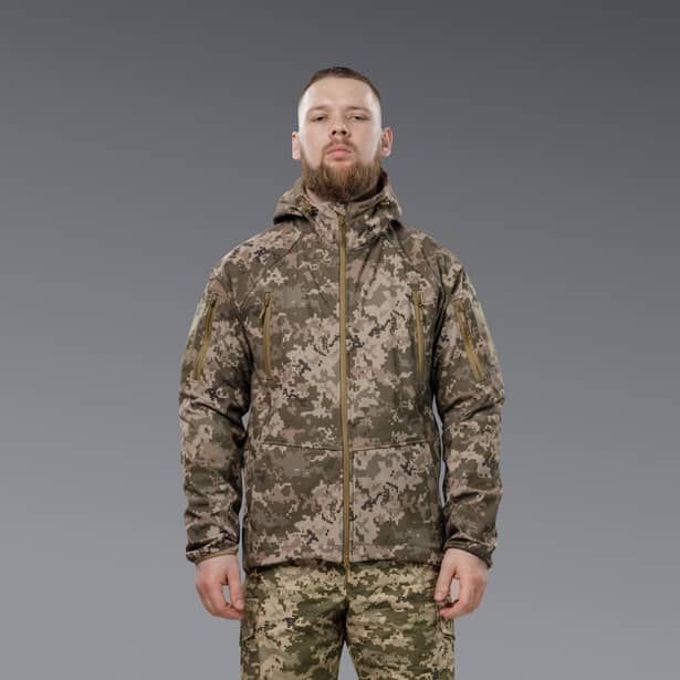 6 - Куртка тактична SoftShell APEX Shield Storm. Осінь-Весна Піксель. Розмір S