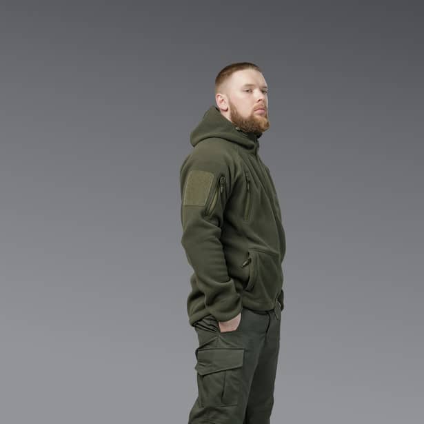 4 - Флісова тактична кофта з капюшоном. Олива. Polyester. Розмір S