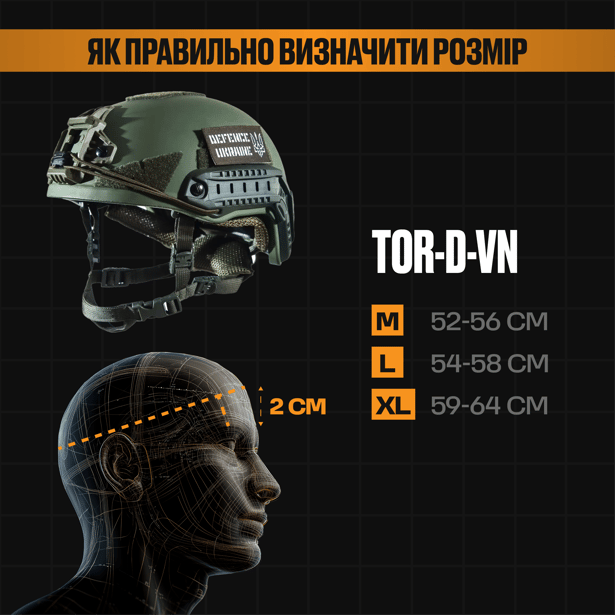 3 - Шолом кевларовий TOR-D-VN, покращений. Олива. Розмір L