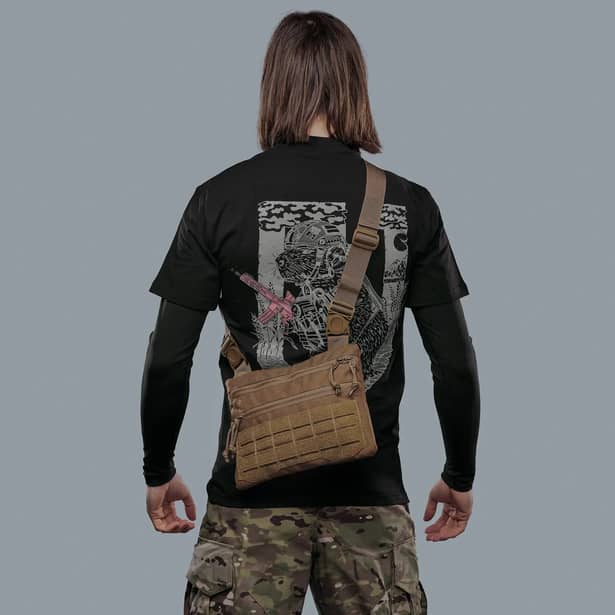 2 - Плечова однолямкова сумка. Збільшена. Cordura 1000D Койот