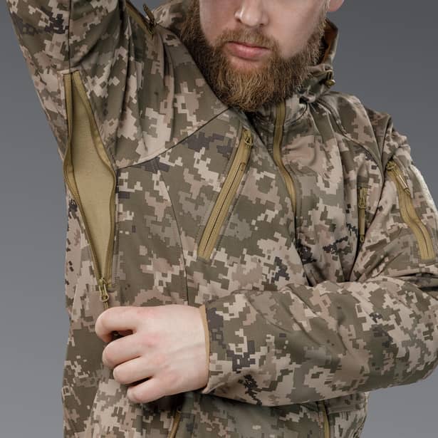 9 - Куртка тактична SoftShell APEX Shield Storm. Осінь-Весна Піксель. Розмір S