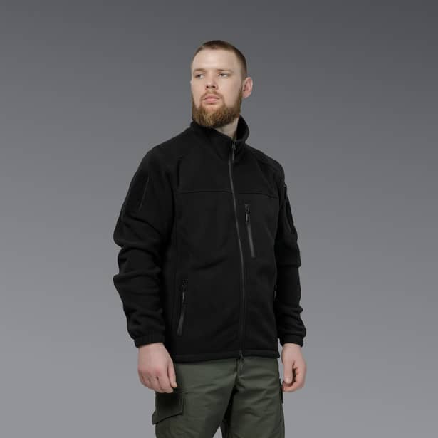 5 - Флісова тактична кофта на блискавці. Чорна. Polyester. Розмір XL