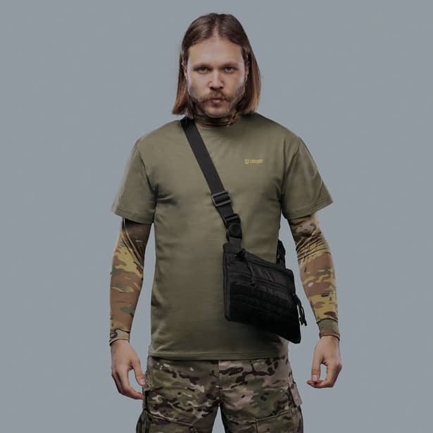 4 - Плечова однолямкова сумка. Збільшена. Cordura 1000D Чорна