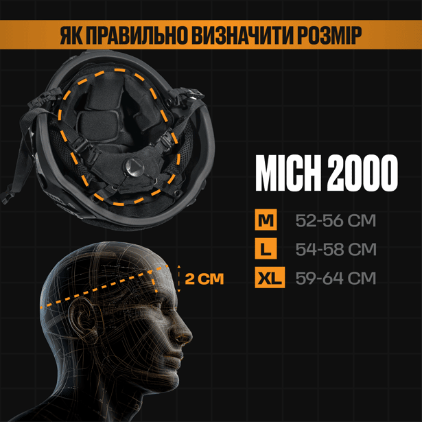 4 - Шлем тактический MICH 2000 Баллистический NIJ IIIA. Олива. Размер M