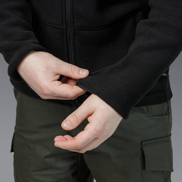 11 - Флісова тактична кофта з капюшоном. Чорна. Polyester. Розмір S