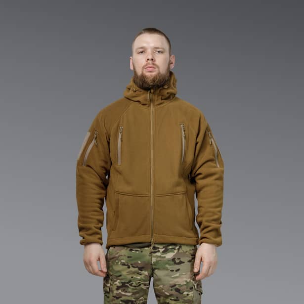 6 - Флісова тактична кофта з капюшоном. Койот. Polyester. Розмір L