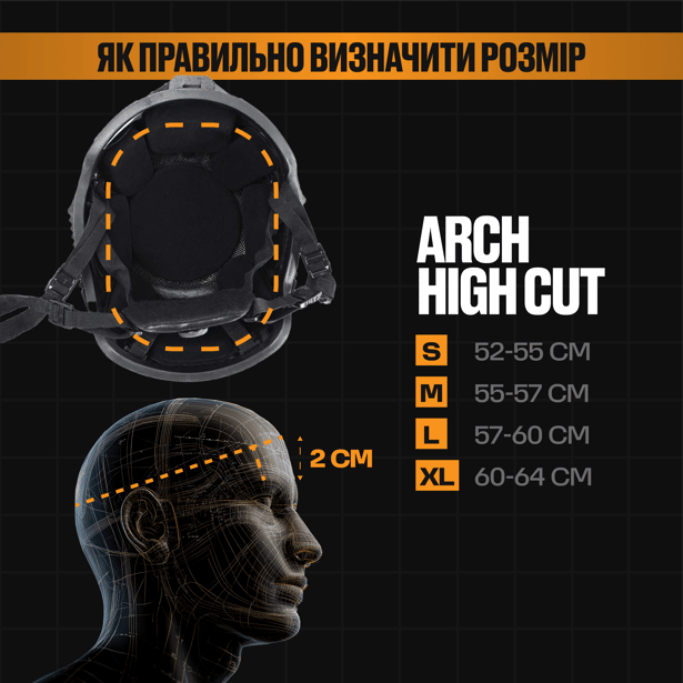 4 - Шлем кевларовый ARCH High Cut. ТМ Combatant. Черный. Размер S
