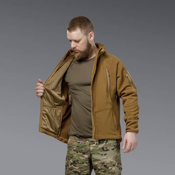 7 - Флісова тактична кофта з капюшоном. Койот. Polyester. Розмір L