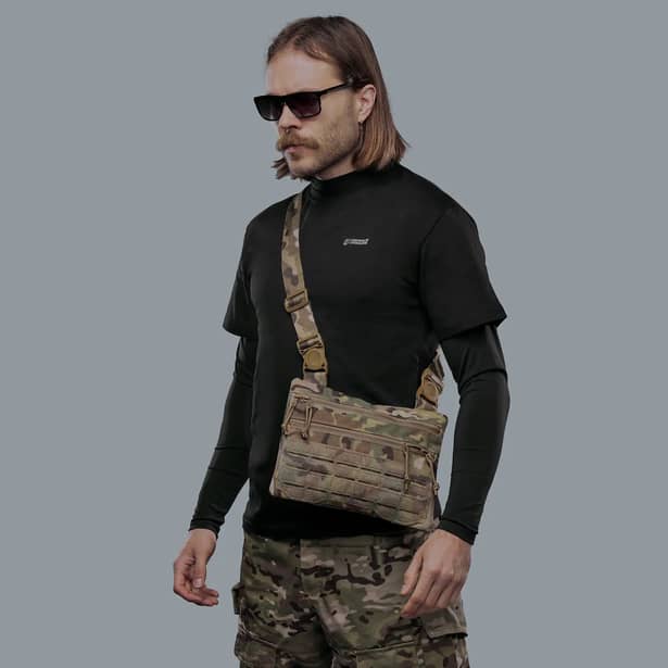 1 - Плечова однолямкова сумка. Збільшена. Cordura 1000D Мультикам
