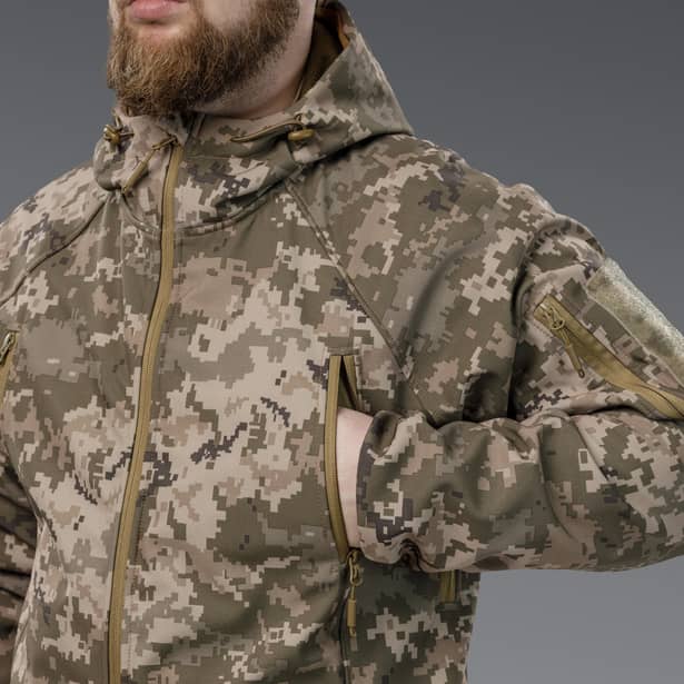 11 - Куртка тактична SoftShell APEX Shield Storm. Осінь-Весна Піксель. Розмір S