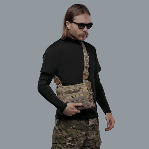 3 - Плечова однолямкова сумка. Збільшена. Cordura 1000D Піксель