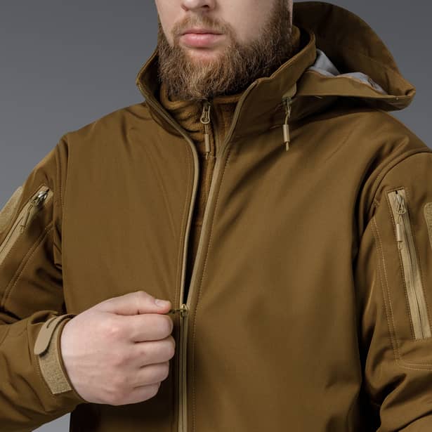 11 - Куртка тактична SoftShell APEX Flex. Осінь-Весна Койот. Розмір XL