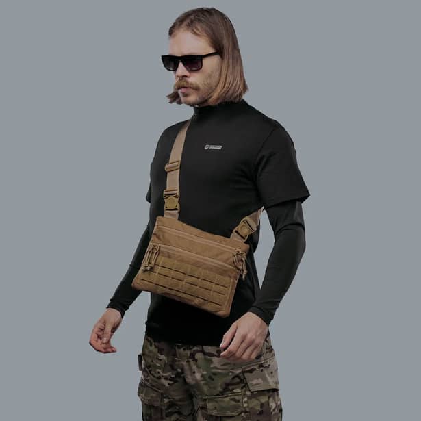 1 - Плечова однолямкова сумка. Збільшена. Cordura 1000D Койот