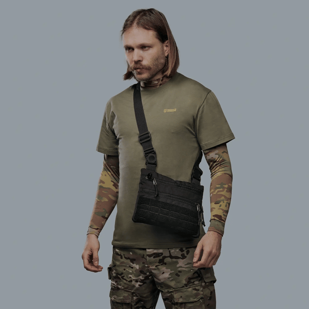 1 - Плечова однолямкова сумка. Збільшена. Cordura 1000D Чорна