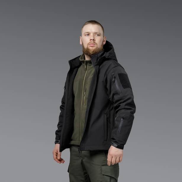 4 - Куртка тактична SoftShell APEX Flex. Осінь-Весна Чорний. Розмір XL