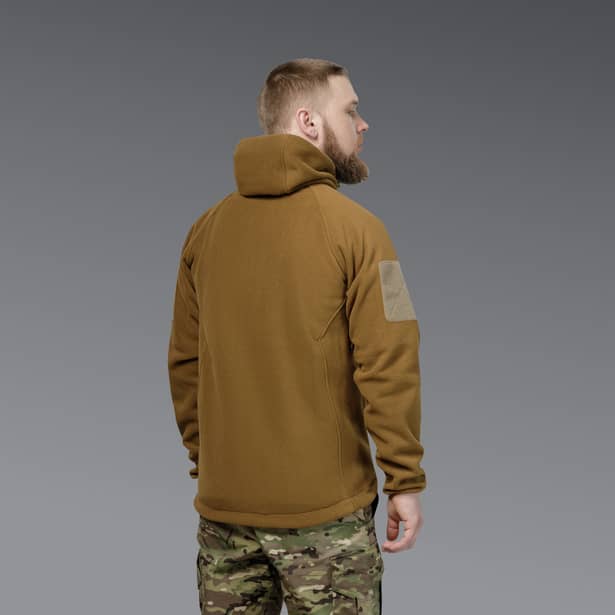 3 - Флісова тактична кофта з капюшоном. Койот. Polyester. Розмір L