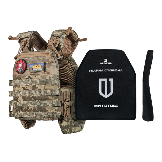 1 - Бронежилет 3-го класу (TUR PRO Gen 2). Вага 3.7 кг. З системою швидкого скидання. Molle. Колір Піксель. Розмір M.