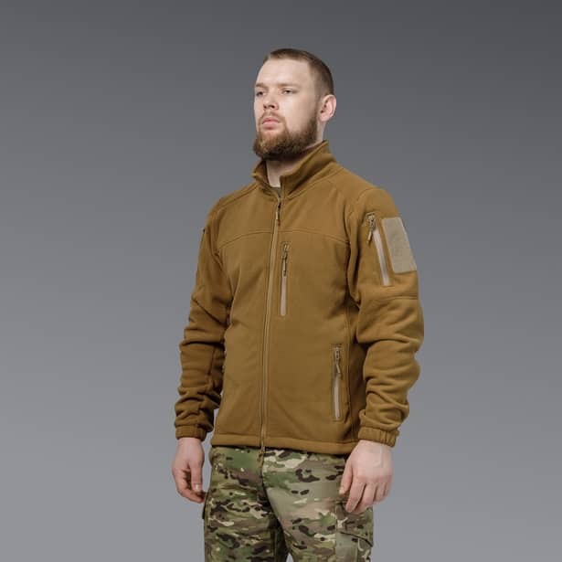 2 - Флісова тактична кофта на блискавці. Койот. Polyester. Розмір XL