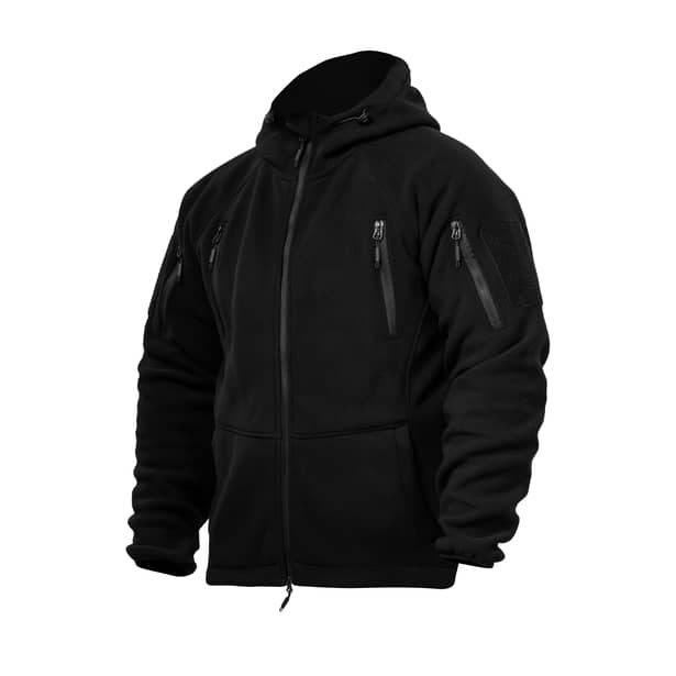 1 - Флісова тактична кофта з капюшоном. Чорна. Polyester. Розмір S