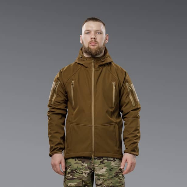 7 - Куртка тактическая SoftShell APEX Shield Storm. Осень-Весна Койот. Размер L