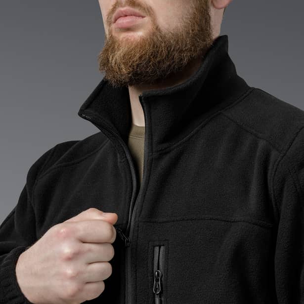 8 - Флісова тактична кофта на блискавці. Чорна. Polyester. Розмір XL