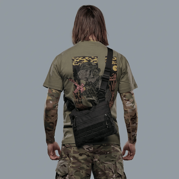 2 - Плечова однолямкова сумка. Збільшена. Cordura 1000D Чорна