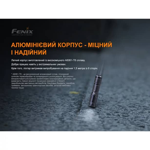 12 - Фонарик-брелок ручной Fenix ​​E01 V2.0. Черный