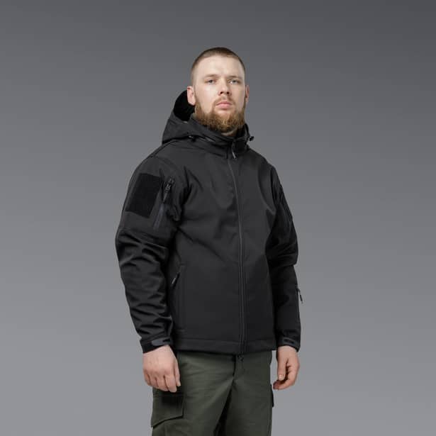 8 - Куртка тактична SoftShell APEX Flex. Осінь-Весна Чорний. Розмір XL