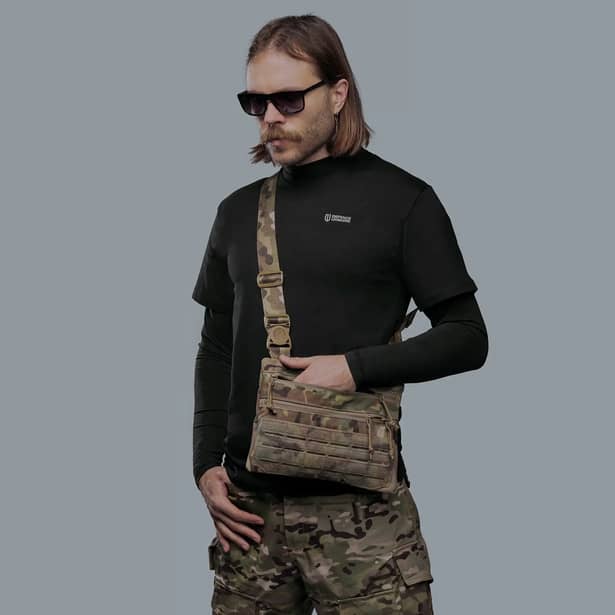 3 - Плечова однолямкова сумка. Збільшена. Cordura 1000D Мультикам
