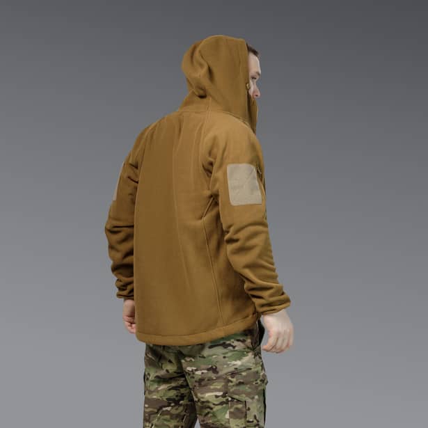 5 - Флісова тактична кофта з капюшоном. Койот. Polyester. Розмір L