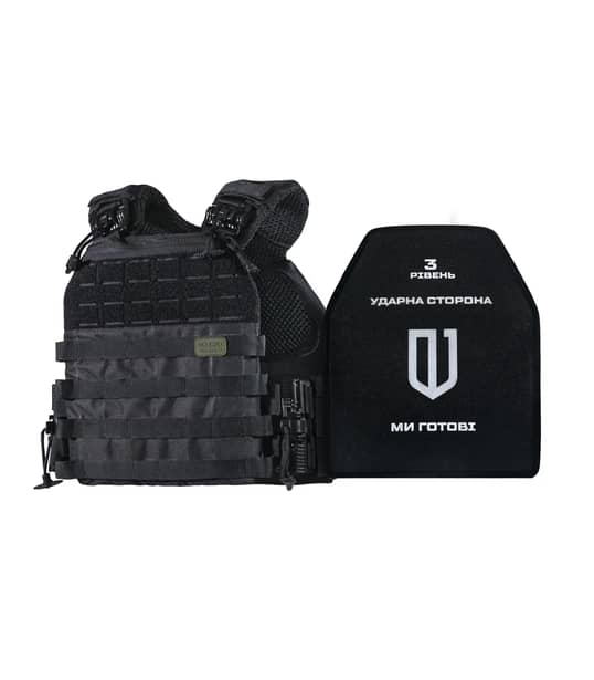 6 - Бронежилет 3-го класу (TUR PRO Скелетон). Вага 3.7 кг. З системою швидкого скидання. Molle. Колір Чорний.