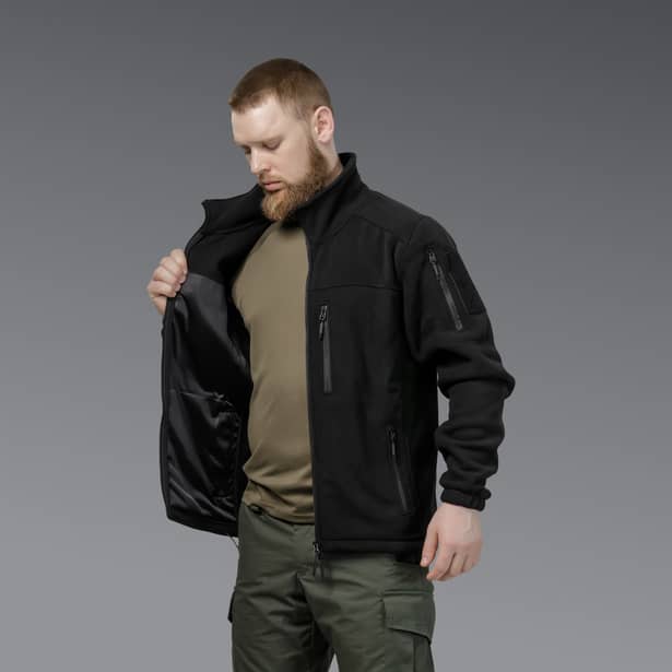 6 - Флісова тактична кофта на блискавці. Чорна. Polyester. Розмір XL