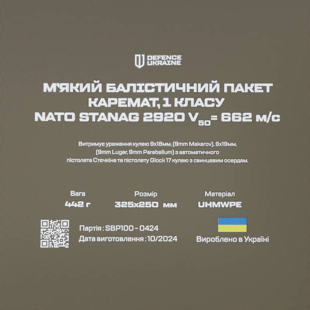 4 - Баллистический пакет 1 класса защиты в коврик для сидения. Размер 325×250 мм