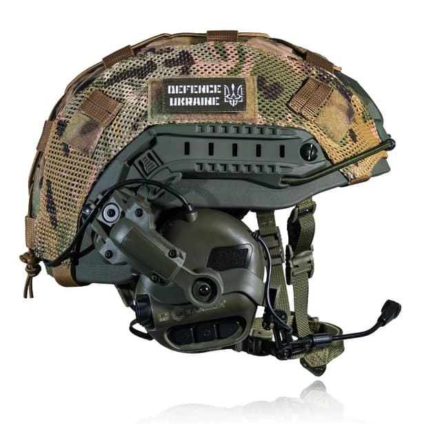 4 - Комплект: Шлем FAST TEAM WENDY 2,0 NIJ IIIA Олива + активные наушники EARMOR M32 (Олива), крепление Чебурашка, Кавер Мультикам. Размер XL
