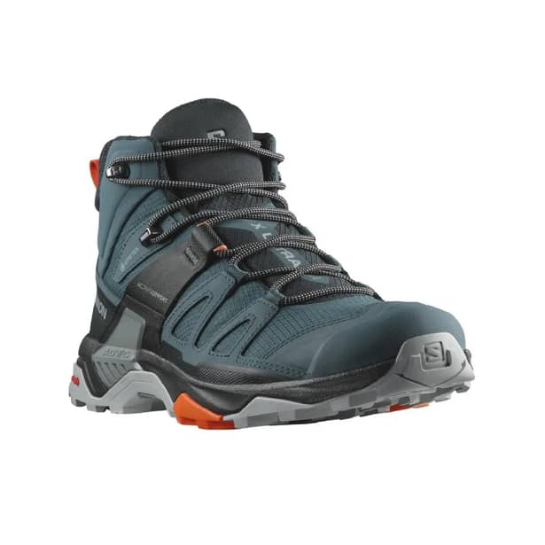4 - Треккинговая обувь Salomon X Ultra 4 MID Gore-Tex (водонепроницаемые). Сине-зеленые. Размер 40