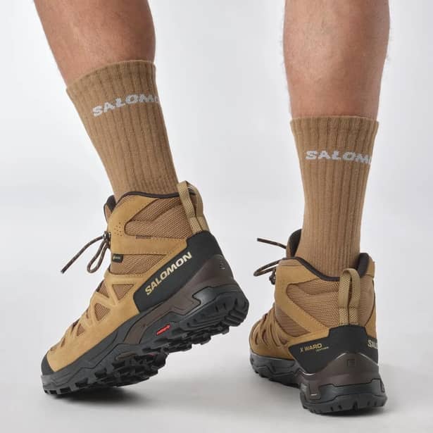 8 - Треккинговые ботинки Salomon X Ward Leather MID Gore-Tex. Койот. Размер 40